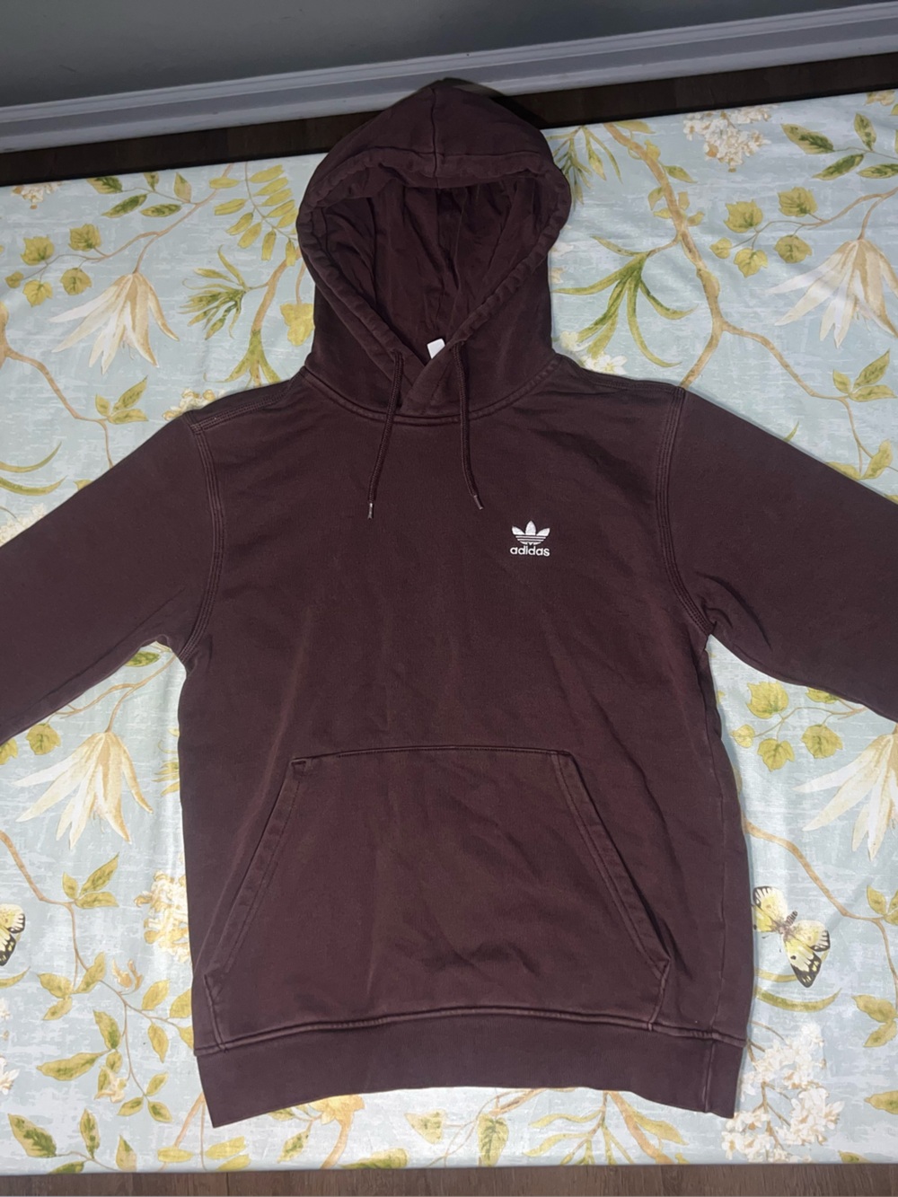 adidas Men's Brown Pullover Hoodie with Trefoil Logo
